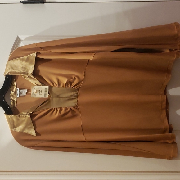 Nwt! Vintage long sleeve shirt with flared sleeves size 3xlim Carmel - Picture 1 of 8